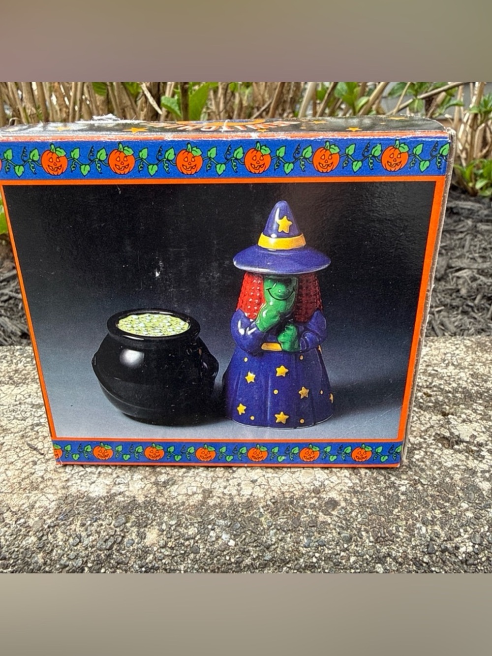 New in box Witch & Cauldron Salt and Pepper Shaker Set - Halloween Serveware